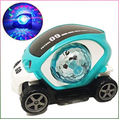 Picture of Musical Mini 09 Future car with Flashing Light Stunt car Toy for Kids | Stunt Car 360 Degree Rotating Toy for Kids Bump and Go Action for Kids (Multicolour-Pack of 1)