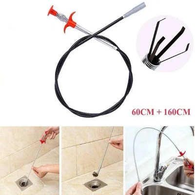 Picture of Sink Drain Dredge Pipeline Stick Hook Chain Kitchen Bathroom Hair Cleaning Tool Spring dredging