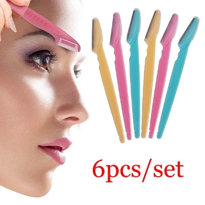 Picture of 6-Pcs Colorful Eyebrow Trimmer Face Hair Razors Women Eyebrow Shaver Hair Removal Makeup Tools