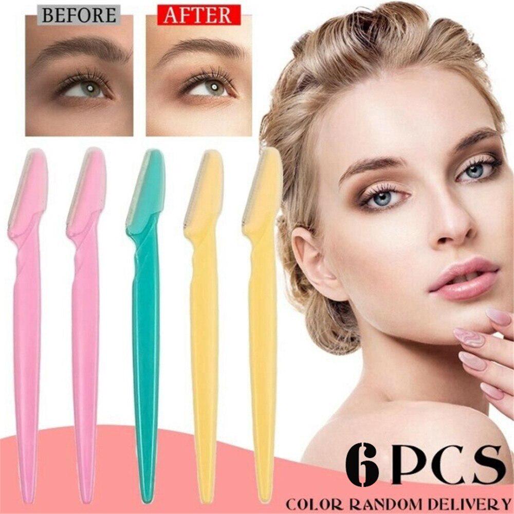 Picture of 6-Pcs Colorful Eyebrow Trimmer Face Hair Razors Women Eyebrow Shaver Hair Removal Makeup Tools