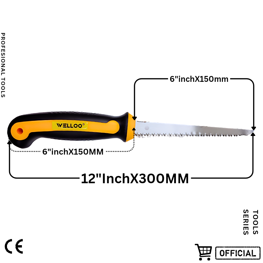 Picture of Welloo high quality 160mm wallboard saw for making cuts in plasterboards with TPR PVC handle