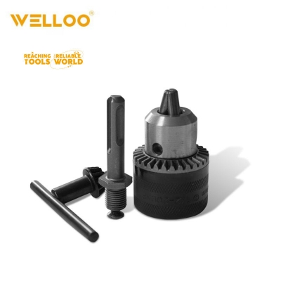Picture of Welloo Heavy Duty 13mm Drill Chuck with SDS Adaptor Key Set, Compatible with 1/2" 20 UNF, for Drilling Machines, Made of Steel, 100 Grams, Quick Change and Conversion Capability
