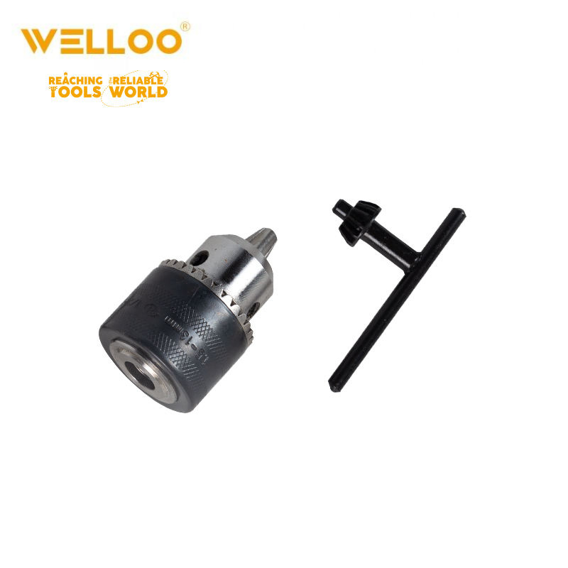 Picture of Welloo Heavy Duty 13mm Drill Chuck with SDS Adaptor Key Set, Compatible with 1/2" 20 UNF, for Drilling Machines, Made of Steel, 100 Grams, Quick Change and Conversion Capability