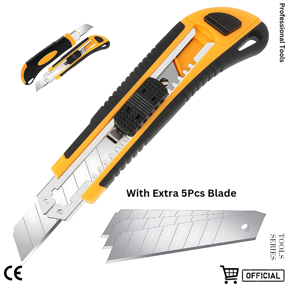 Picture of DingQi Hight Quality Multipurpose Usage Utility NT Cutter  With Extra 5pcs Blade