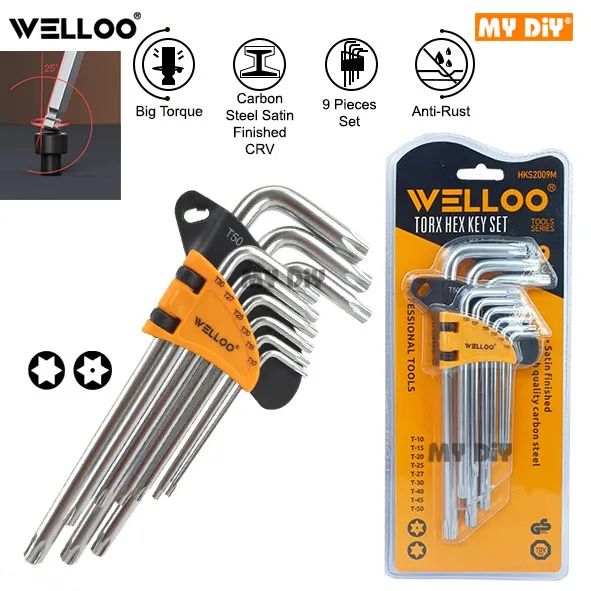 Picture of Welloo 9Pcs Torx Hex Key Set-M/MultiPurpose Usage Allen Key Set