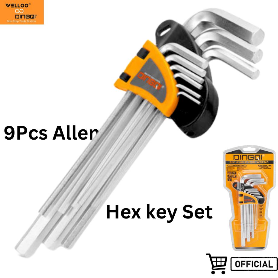 Picture of DingQi 9pcs Hex Allen Key Wrench,T Handle Hex Wrench Tool,Flag Handle Allen Hex Wrench