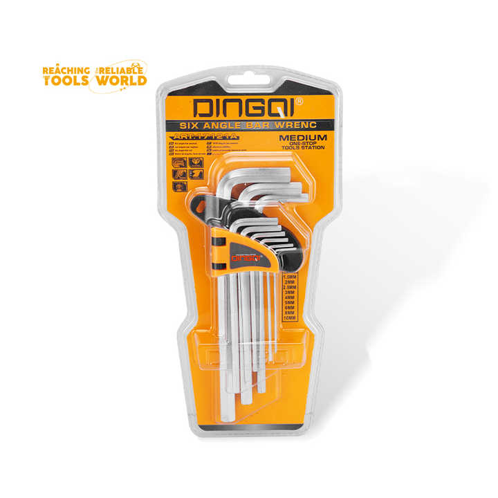 Picture of DingQi 9pcs Hex Allen Key Wrench,T Handle Hex Wrench Tool,Flag Handle Allen Hex Wrench