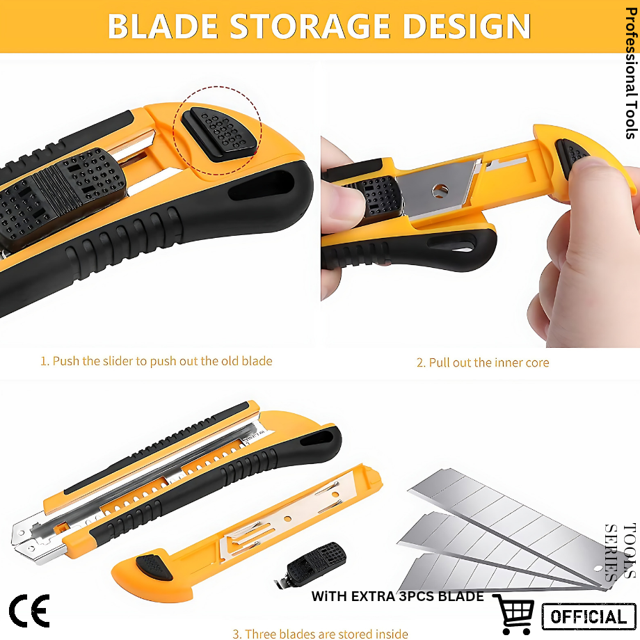 Picture of WELLOO 3pcs Utility Paper Cutter  With Extra 3Pcs NT Cutter  Blades