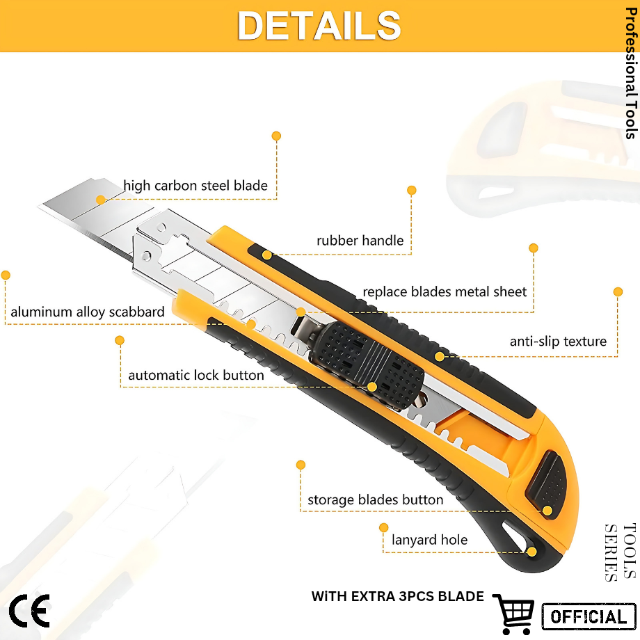 Picture of WELLOO 3pcs Utility Paper Cutter  With Extra 3Pcs NT Cutter  Blades
