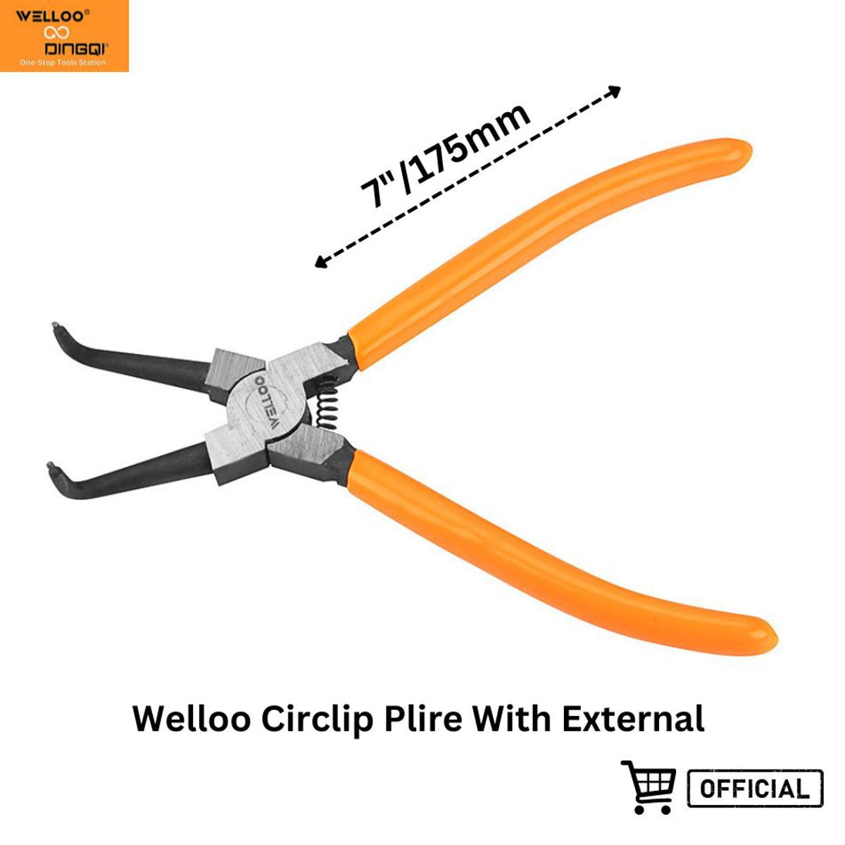 Picture of WELLOO Circlip Plier 7Inch (Bent Nose Out (external)For Multi-Purpose Usage
