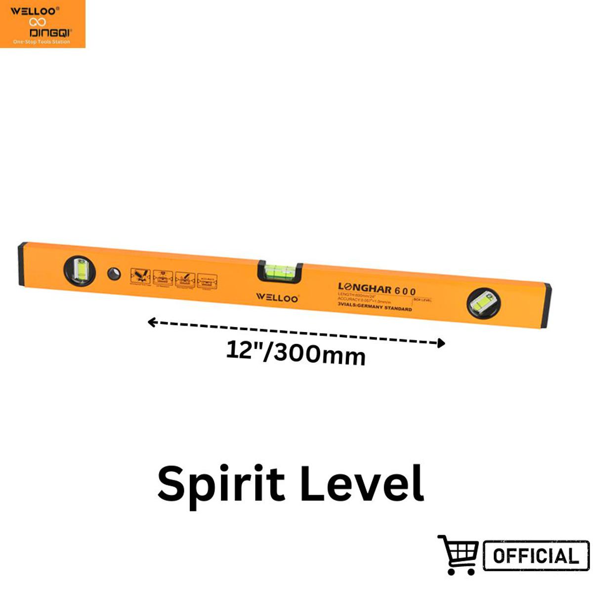 Picture of Premium Quality - WELLOO Aluminium Box Beam Spirit Level (40 cm) with Magnets (Yellow) For Multipurpose Usage - Couture - High-end