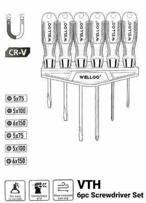 Picture of WELLOO 6Pcs Screwdriver Set for Multipurpose Usage
