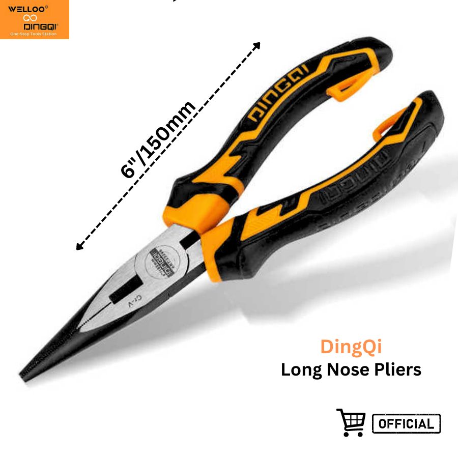 Picture of DingQi New Design Cheap Price Multifunctional Tools 6Inch Carbon Steel Long Nose Pliers With Tpr Handle