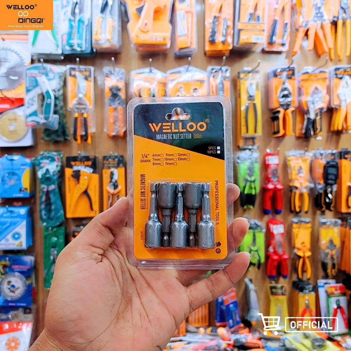 Picture of WELLOO 1/4 " Shank 8mm Hex Magnetic Power Nut Driver Drill Bit Socket adaptors Wrench Nut setter Set For Industrial & Home Use For Screwdriver Tools (M 8mm x 66mm) Ratchet Screwdriver(Pack Of 5 Pcs)