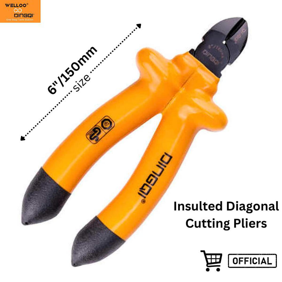 Picture of DingQi Insulated Diagonal Cutting Pliers With Soft Grip Handle,Voltage Clamp Cutting Pliers(6Inch)