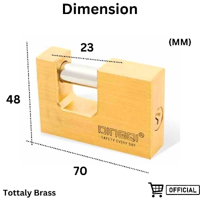 Picture of DingQi Top Security Rectangular Lock Three Side Dotted Computer Key Brass Padlock Copper Lock OEM Acceptable 70mm,or Custom