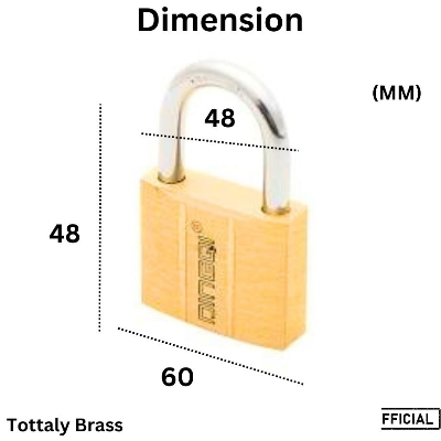 Picture of DingQi Hight Quality 60mm Long Shackle Brass Pad Lock Safety Padlock