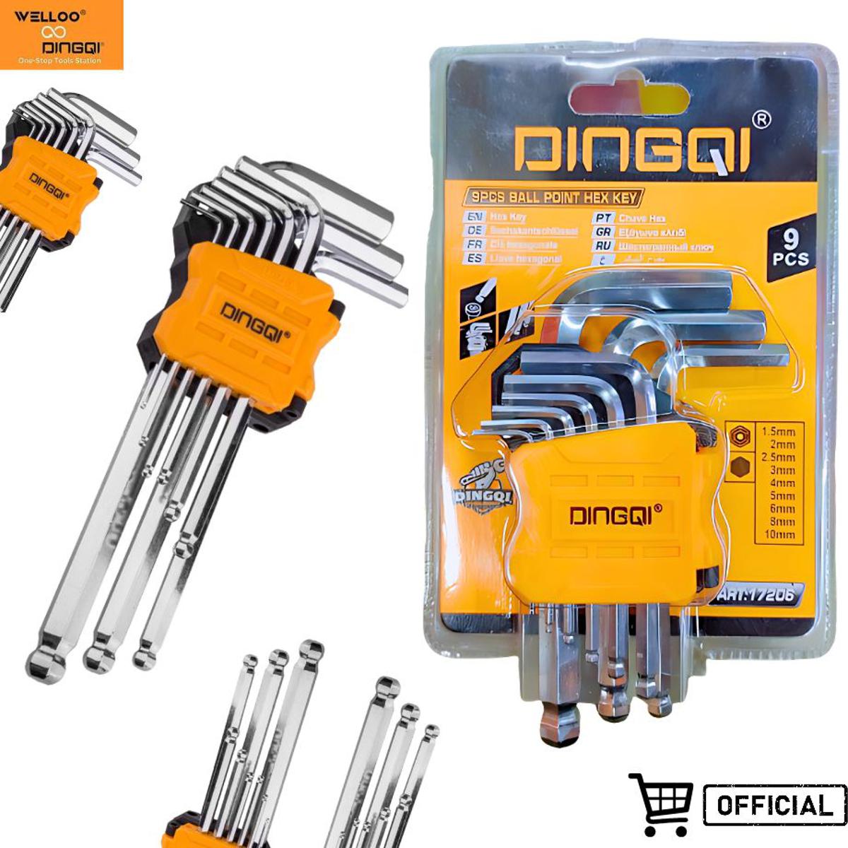 Picture of DingQi 9pcs Hex Allen Key Wrench,T Handle Hex Wrench Tool,Flag Handle Allen Hex Wrench