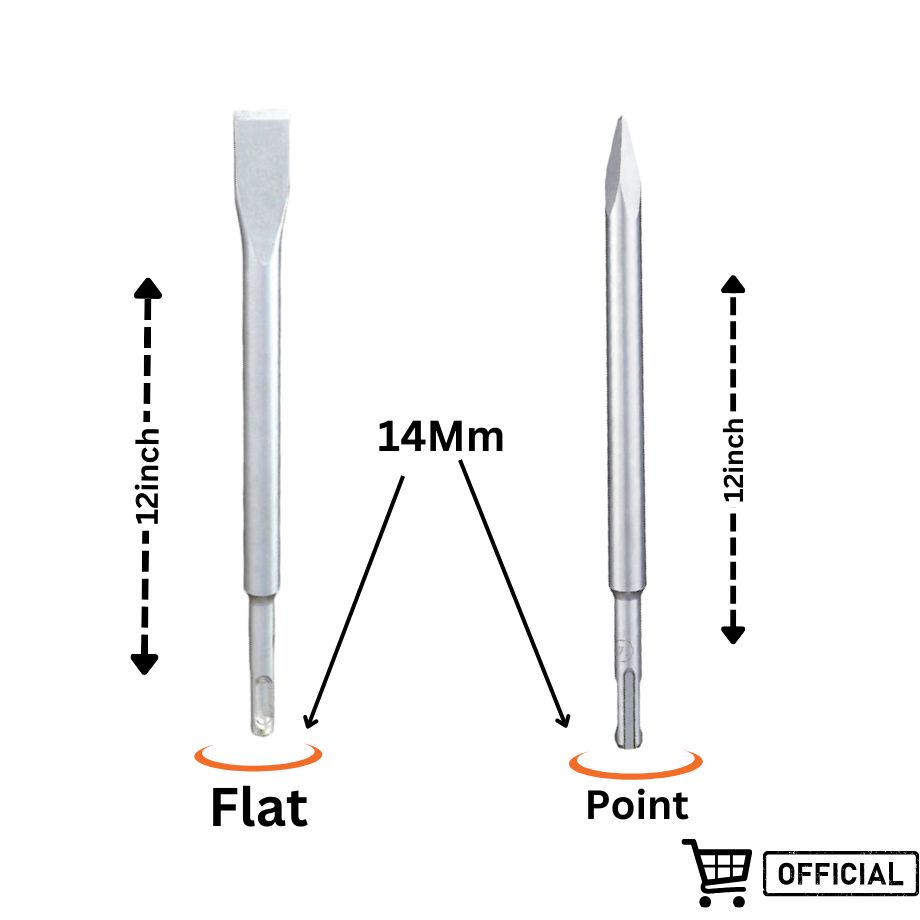 Picture of DingQi SDS Max 2pcs Chisel Set - Perfect for Tile, Masonry, Concrete, Brick & Stone Work - 40Cr Steel Drill Bit Set for SDS MAX Rotary Hammer