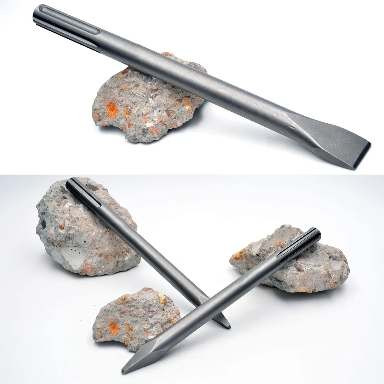 Picture of DingQi SDS Max 2pcs Chisel Set - Perfect for Tile, Masonry, Concrete, Brick & Stone Work - 40Cr Steel Drill Bit Set for SDS MAX Rotary Hammer