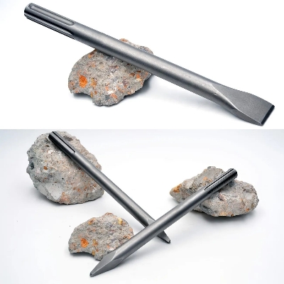 Picture of DingQi SDS Max 2pcs Chisel Set - Perfect for Tile, Masonry, Concrete, Brick & Stone Work - 40Cr Steel Drill Bit Set for SDS MAX Rotary Hammer