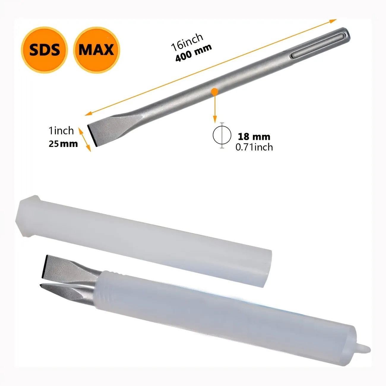 Picture of DingQi SDS Max 2pcs Chisel Set - Perfect for Tile, Masonry, Concrete, Brick & Stone Work - 40Cr Steel Drill Bit Set for SDS MAX Rotary Hammer