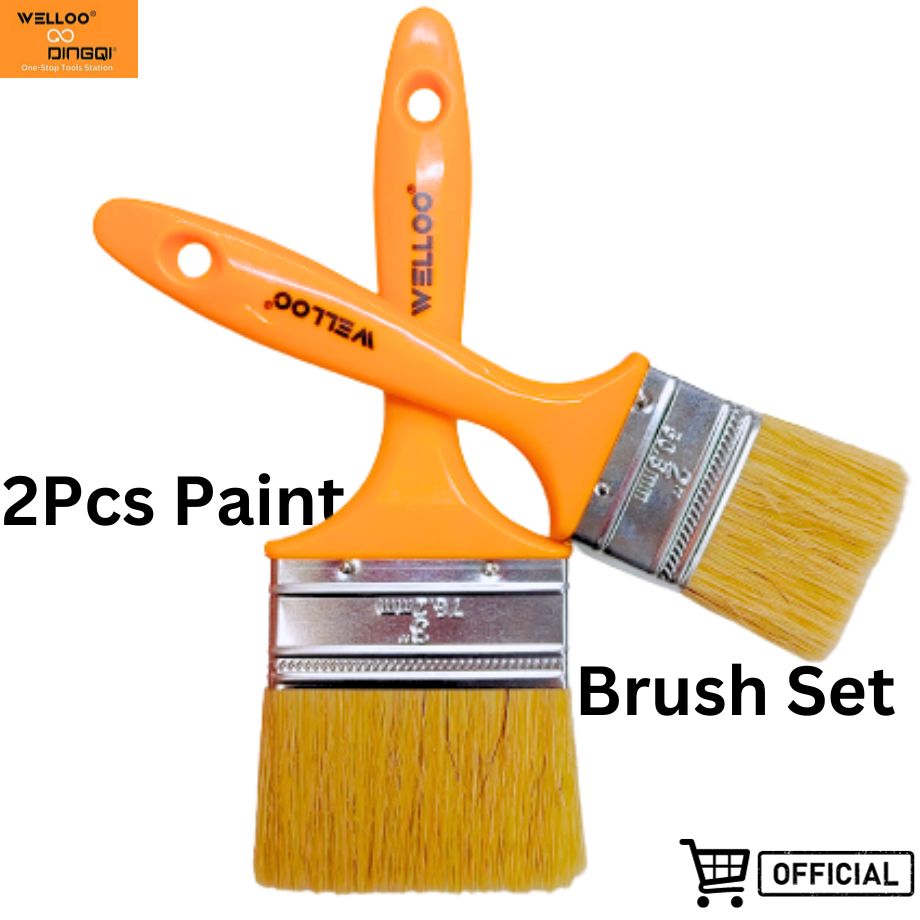 Picture of Paint Brush Set 2Pcs Wall Paint Brushes with Plastic Handle Multi-Sized Acrylic Painting Tool Kit for Cabinets House Paint Brush Set For Art Wall Home Furniture Paintbrushes with Comfortable Grip (WellooPBS6330)