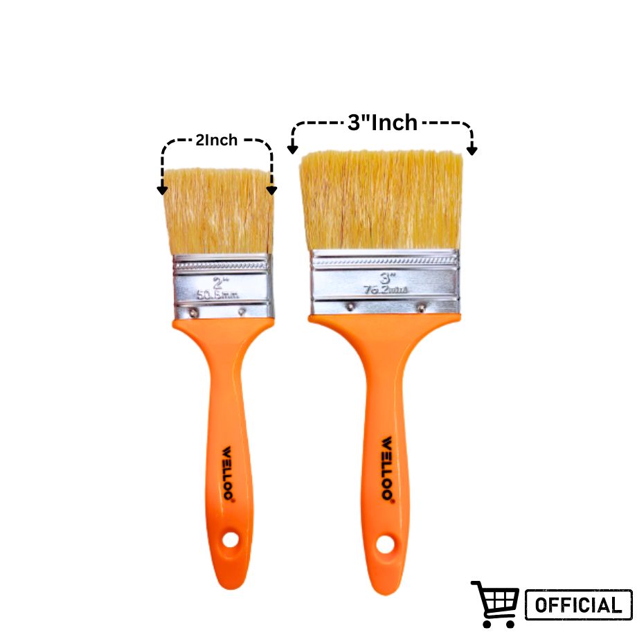 Picture of Paint Brush Set 2Pcs Wall Paint Brushes with Plastic Handle Multi-Sized Acrylic Painting Tool Kit for Cabinets House Paint Brush Set For Art Wall Home Furniture Paintbrushes with Comfortable Grip (WellooPBS6330)