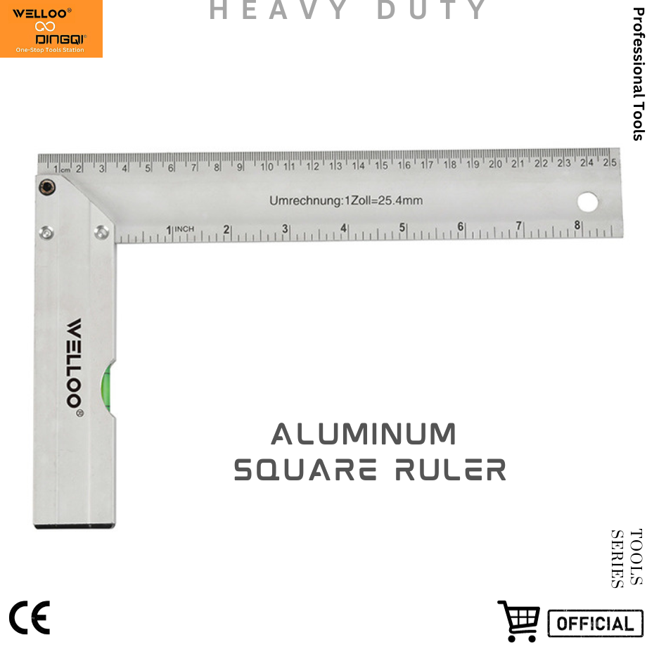 Picture of Welloo 10"Inch Aluminum Square Ruler Measurnig Tools ALR6125
