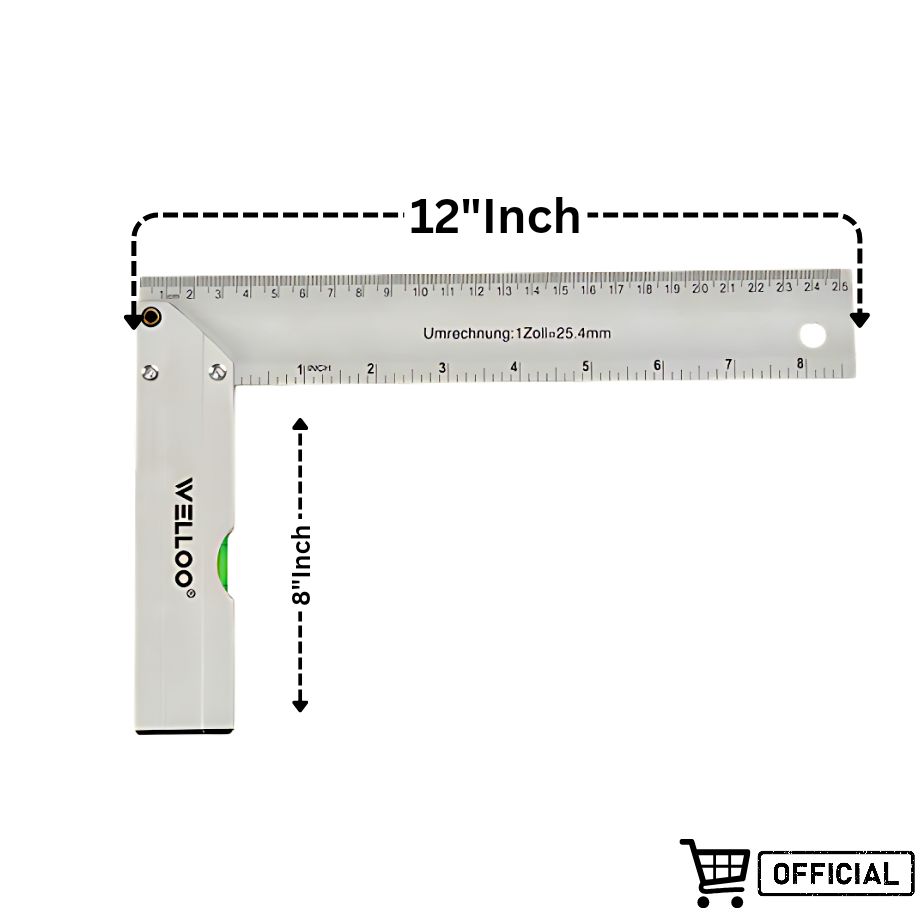 Picture of Welloo 10"Inch Aluminum Square Ruler Measurnig Tools ALR6125