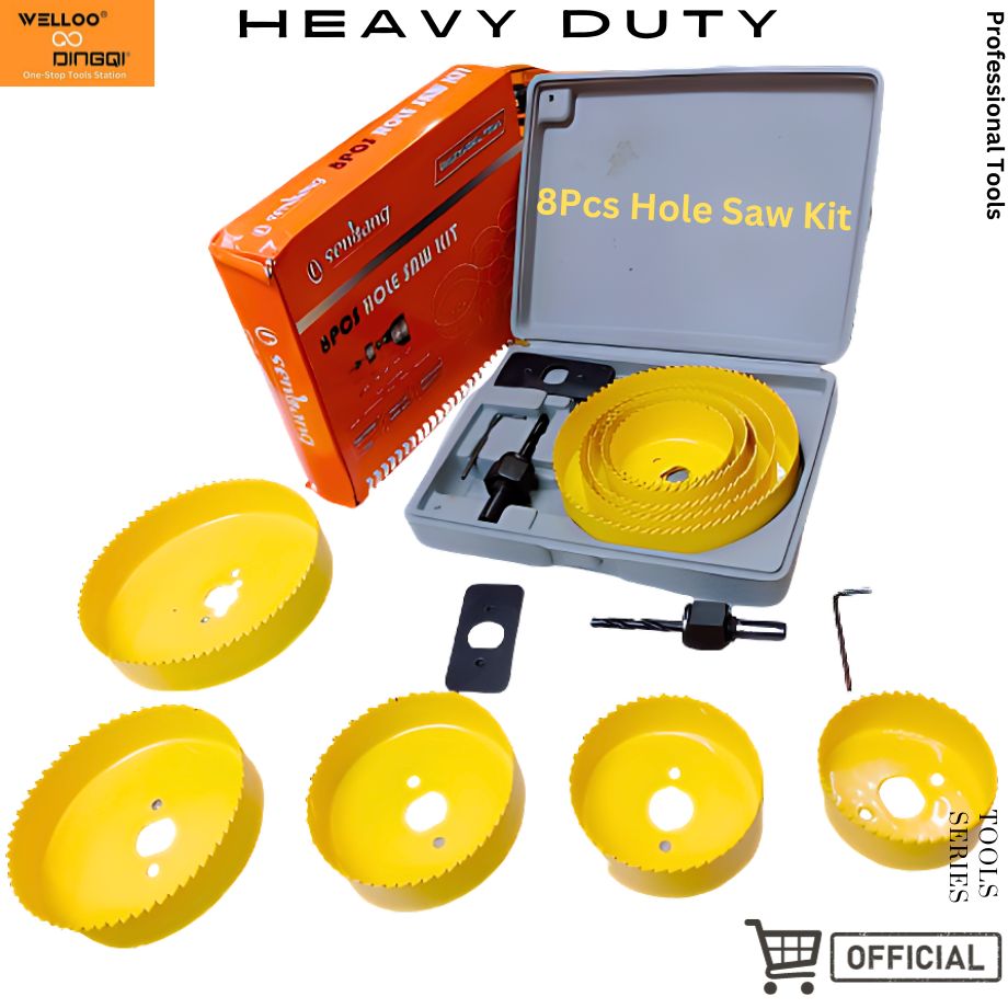 Picture of 8Pcs Wood Hole Saw Set for Wood and Drywall and Plastic Cutting Woodworking Tools with Plastic box