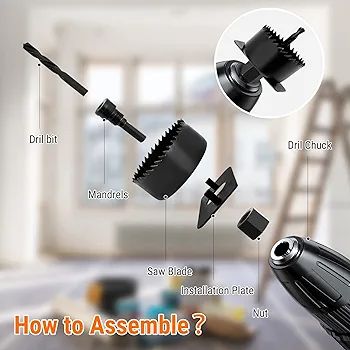 Picture of 8Pcs Wood Hole Saw Set for Wood and Drywall and Plastic Cutting Woodworking Tools with Plastic box