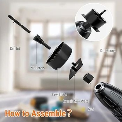 Picture of 8Pcs Wood Hole Saw Set for Wood and Drywall and Plastic Cutting Woodworking Tools with Plastic box