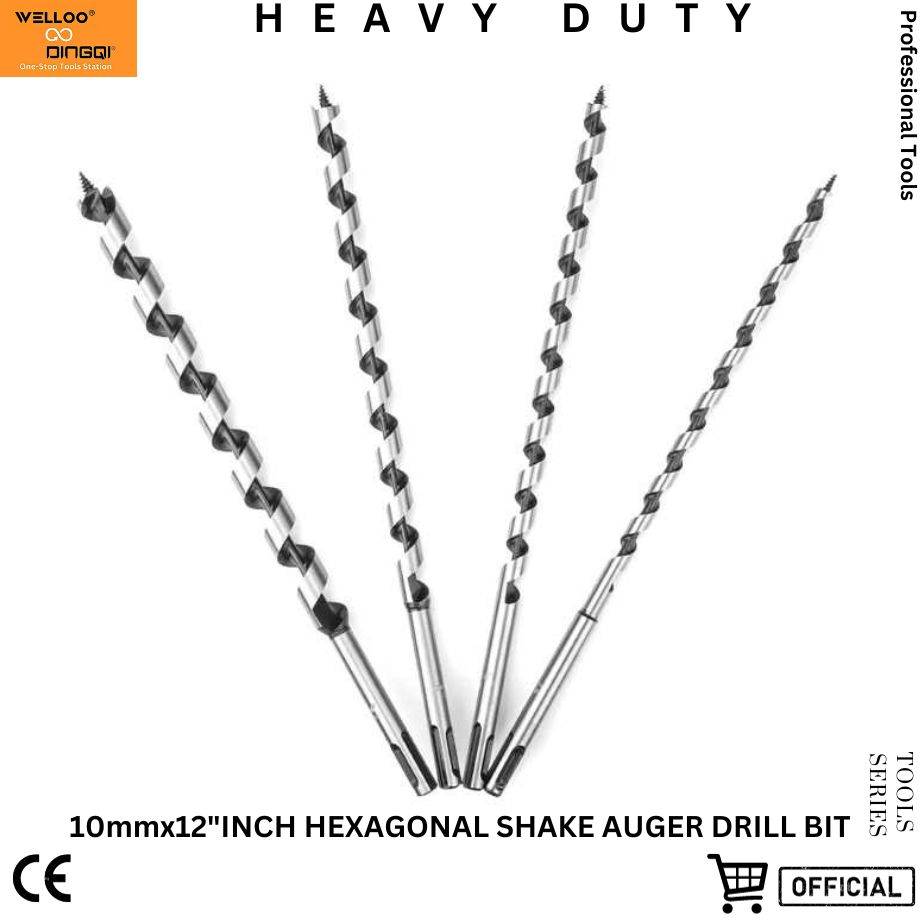 Picture of DINGQI best hexagonal shake high carbon steel twist auger drill bits for wood deep smooth clean hole drilling