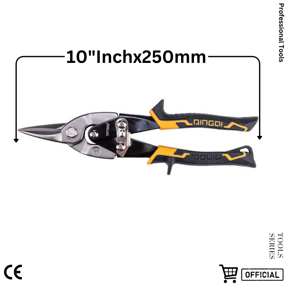 Picture of DingQi 10"inch Aviation Tin Snip Scissors For Cutting Steel CR-V Material Straight Cutter