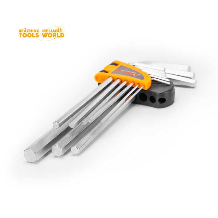 Picture of DingQi 9pcs Hand Tool Hexagon Spanner Ball Point CR-V Matt Flat Hex Key Wrench Set