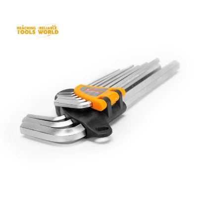 Picture of DingQi 9pcs Hand Tool Hexagon Spanner Ball Point CR-V Matt Flat Hex Key Wrench Set