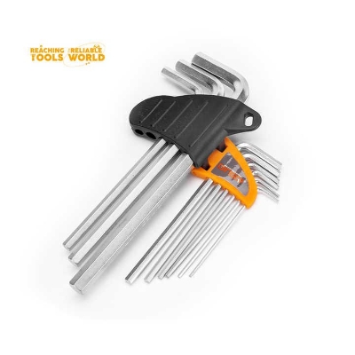 Picture of DingQi 9pcs Hand Tool Hexagon Spanner Ball Point CR-V Matt Flat Hex Key Wrench Set