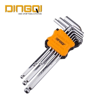 Picture of DINGQI 9pcs Crv Ball Oint Hex Key Hexagon Hexagonal Wrench Set With Small Arm Tool Set