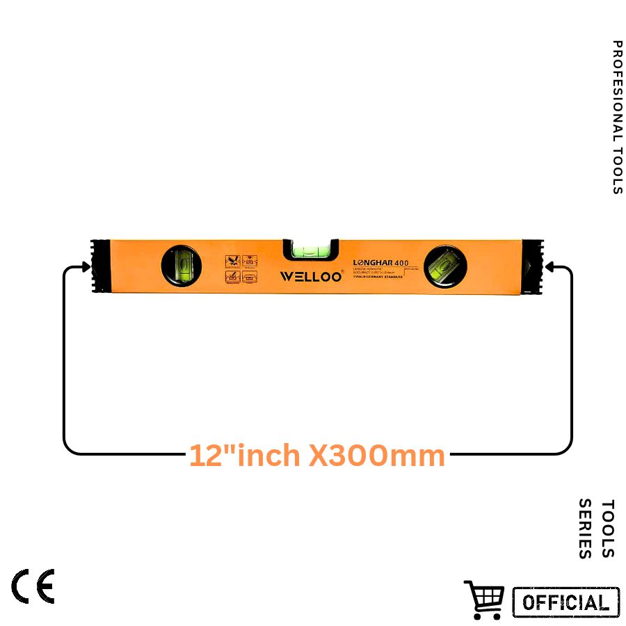 Picture of WELLOO Aluminium Box Beam Spirit Level (30 cm) with Magnets