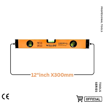 Picture of WELLOO Aluminium Box Beam Spirit Level (30 cm) with Magnets