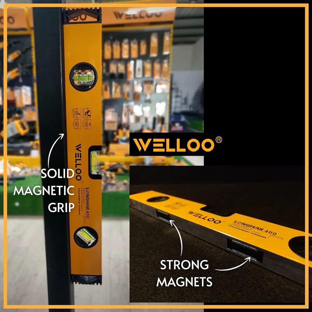 Picture of WELLOO Aluminium Box Beam Spirit Level (30 cm) with Magnets