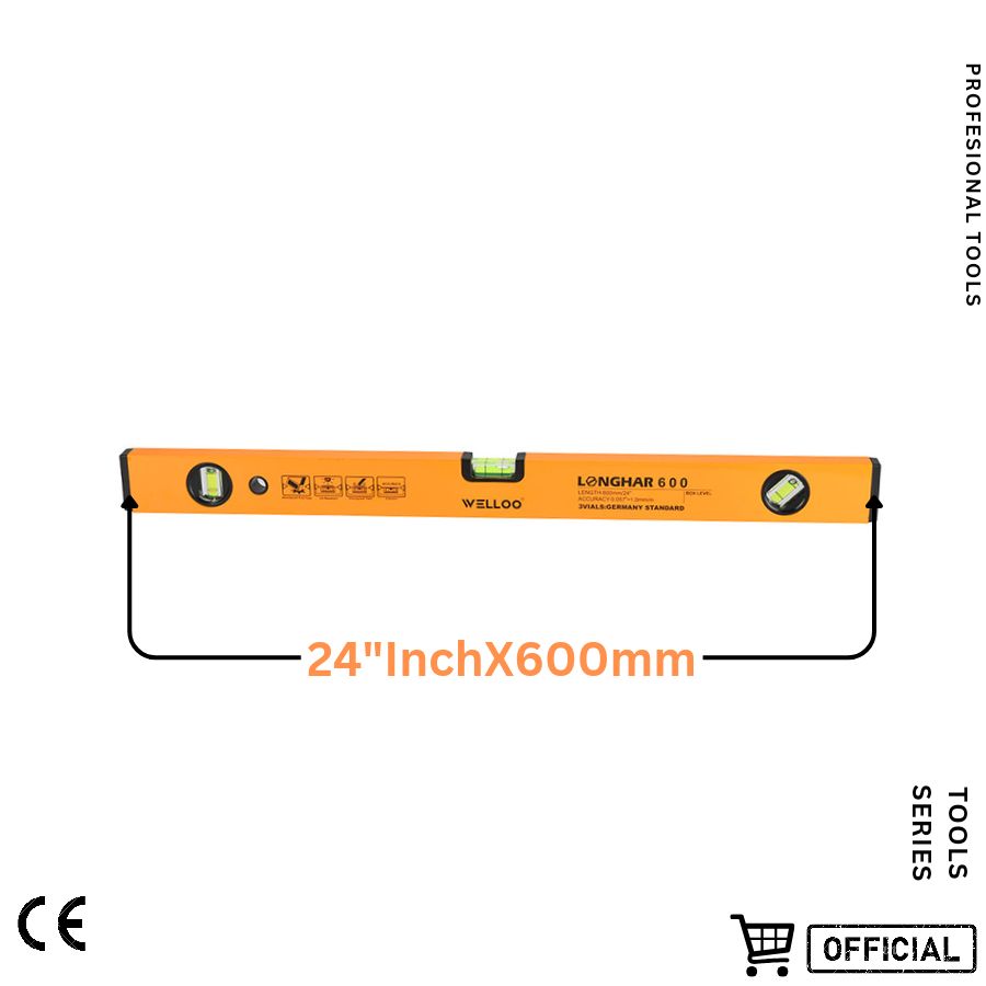 Picture of WELLOO 24"Inch Aluminum Spirit Level Measuring Hand Tools With Megnatic System SPL6060