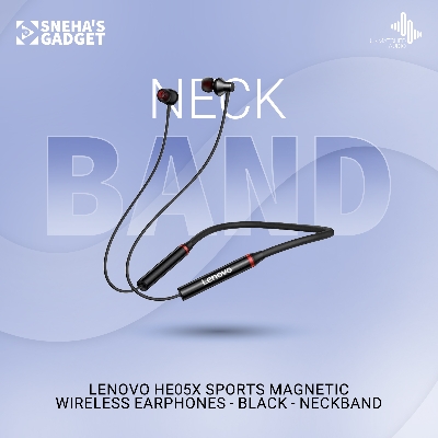 Picture of Lenovo He05X Sports Magnetic Wireless Earphones - Black - Neckband