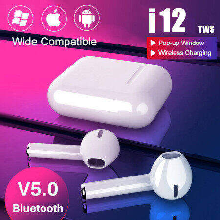 Picture of i12 TWS Bluetooth 5.0 Earbuds with Charging Case i12 Bluetooth Headset TWS Bluetooth 5.0 Noise Cancelling Touch Control Earphone With Charging Box - White TWS I12 Wireless Touch Control Bluetooth Earphones - Bluetooth Headphone - Bluetooth Headphone