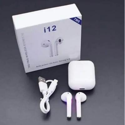 Picture of i12 TWS Bluetooth 5.0 Earbuds with Charging Case i12 Bluetooth Headset TWS Bluetooth 5.0 Noise Cancelling Touch Control Earphone With Charging Box - White TWS I12 Wireless Touch Control Bluetooth Earphones - Bluetooth Headphone - Bluetooth Headphone