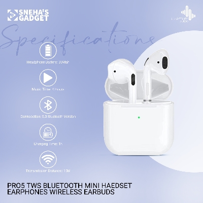 Picture of PRO5 TWS Bluetooth Mini Earphones Wireless Stereo Headset In-Ear Hands Free Call 4x8mm