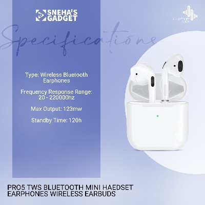 Picture of PRO5 TWS Bluetooth Mini Earphones Wireless Stereo Headset In-Ear Hands Free Call 4x8mm