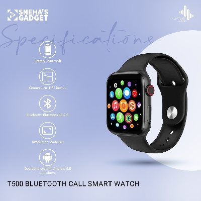 Picture of T500 Bluetooth Call Smart Watch Heart Rate Monitor Iwo 8 Lite for Android Phones, 1.54 inch IPS Display, Fitness Tracker, Multiple Sport Modes, Sleep Monitoring, Message and Call Notifications, IP67 Waterproof