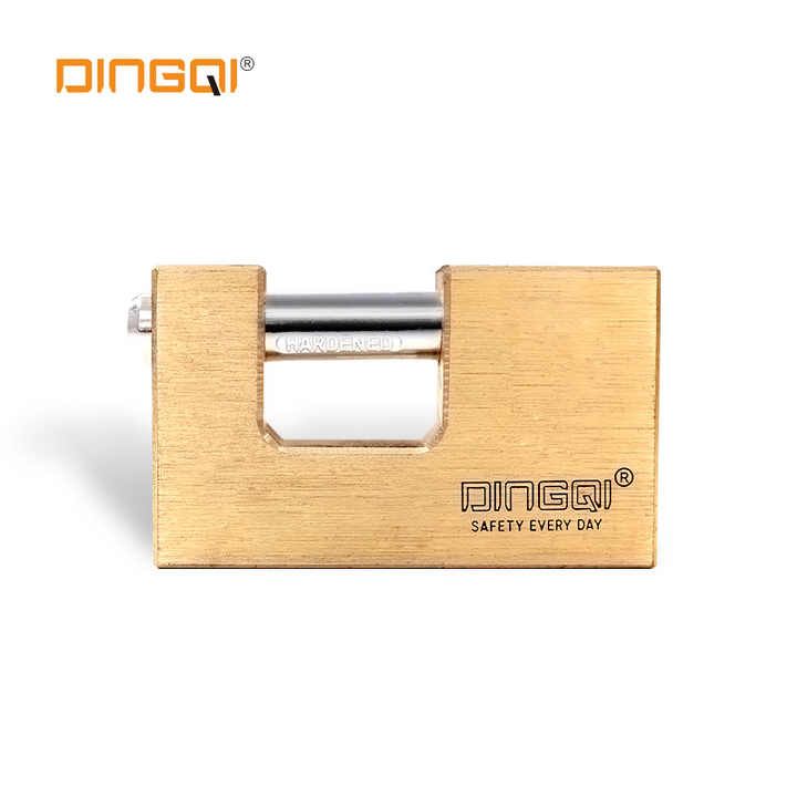 Picture of DingQi 90mm Heavy Duty Removable Cylinder 3 Master Key Brass Rectangular Rekeyable Padlock